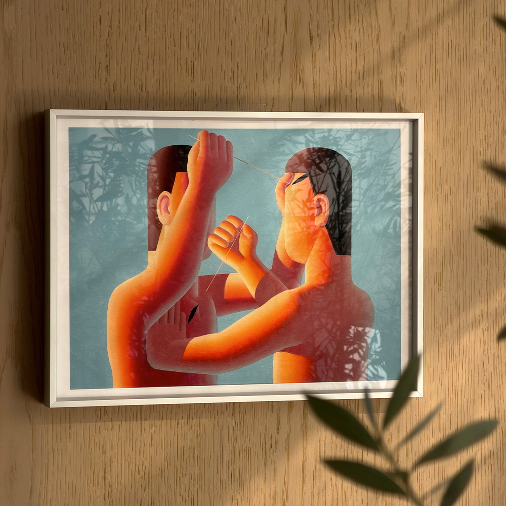 It’s You, Me, and Him(her) — Healing, a framed giclée print by Wu Qiang
